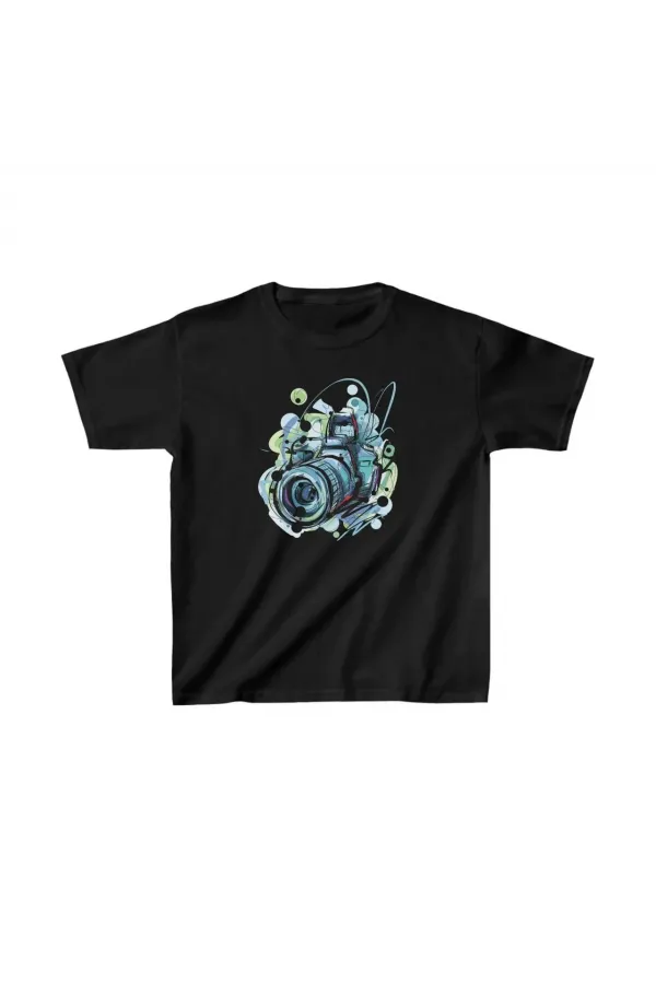 Unisex Çocuk Baskılı T-Shirt - Siyah