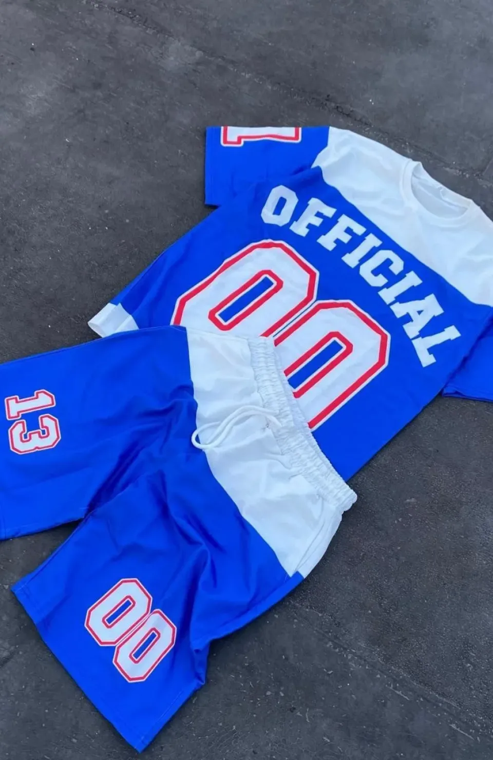 Unisex Çocuk Dijital Baskılı Şortlu Takım - Mavi