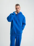 Unisex Double Oversize Kapşonlu Basic SweatShirt - Mavi