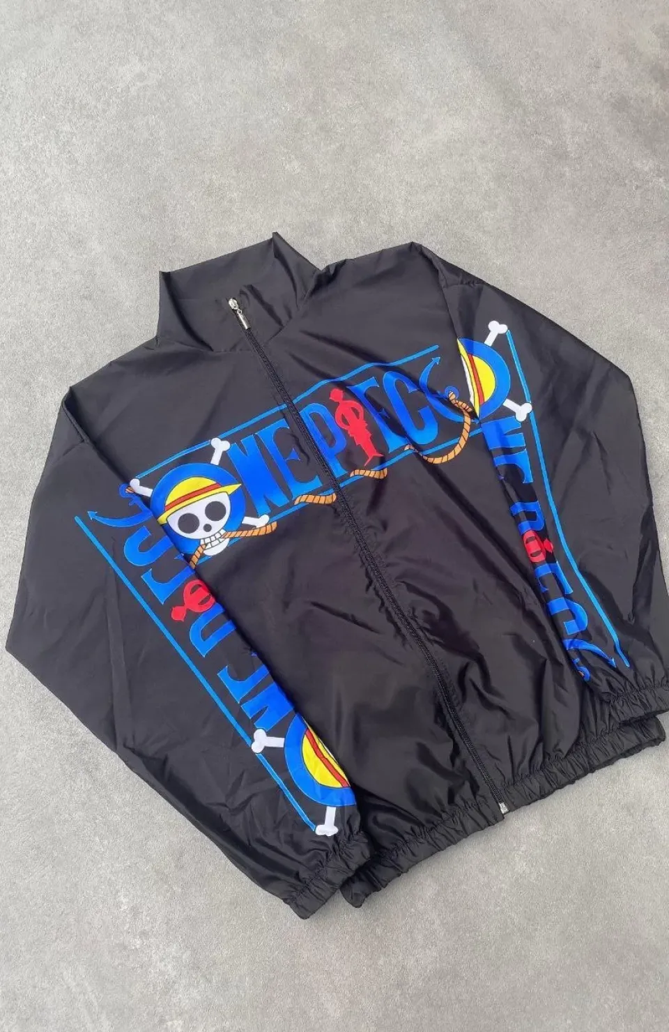 Unisex Fermuarlı Dijital Baskılı Rüzgarlik - Siyah