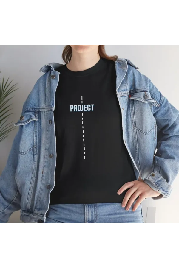 Unisex Kadın Bisiklet Yaka Baskılı T-Shirt - Siyah