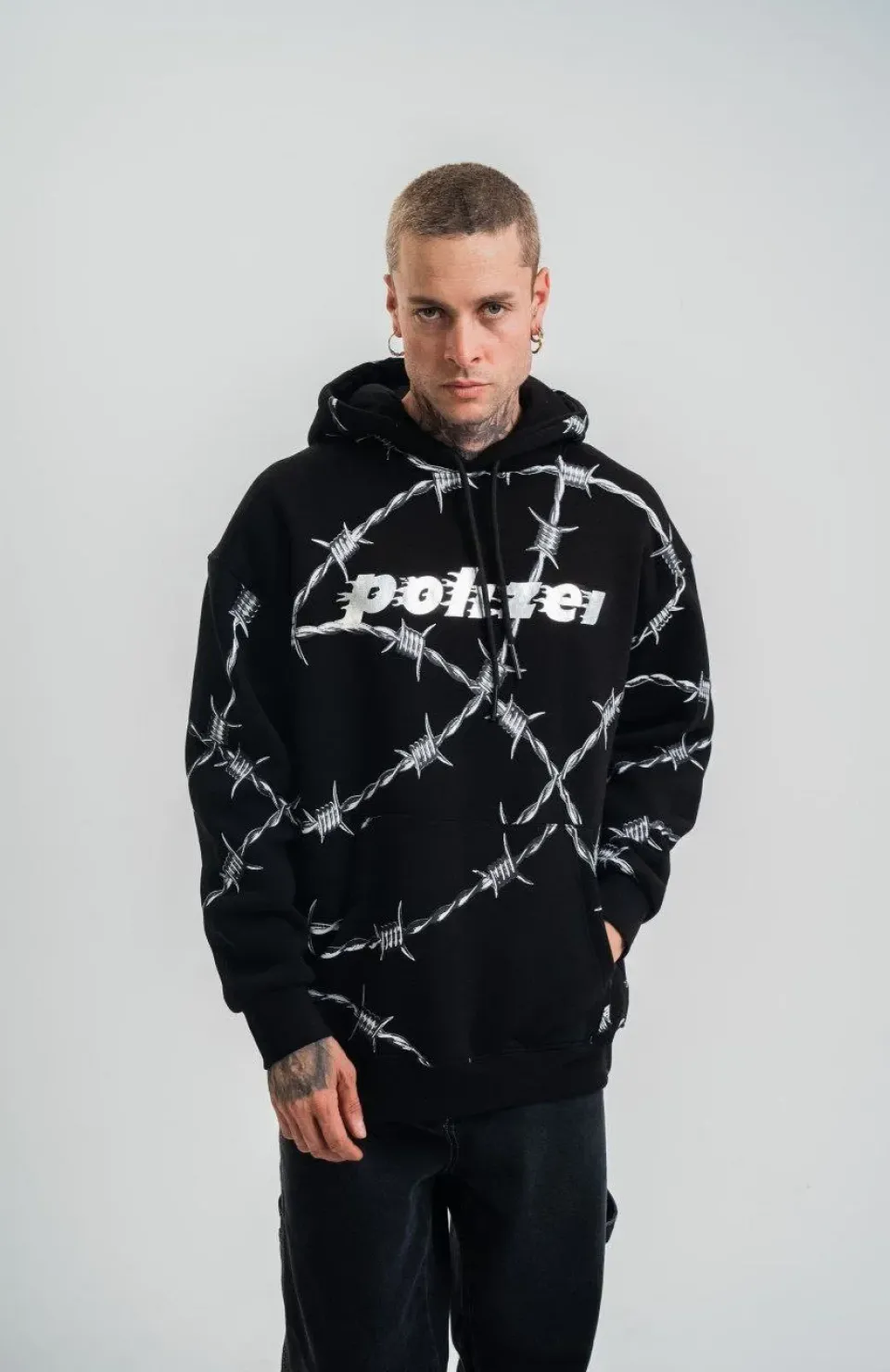 Unisex Kapşonlu Varak ve Pano Baskılı SweatShirt- Siyah Somersan Giyim | Kadın, Erkek ve Çocuk Moda