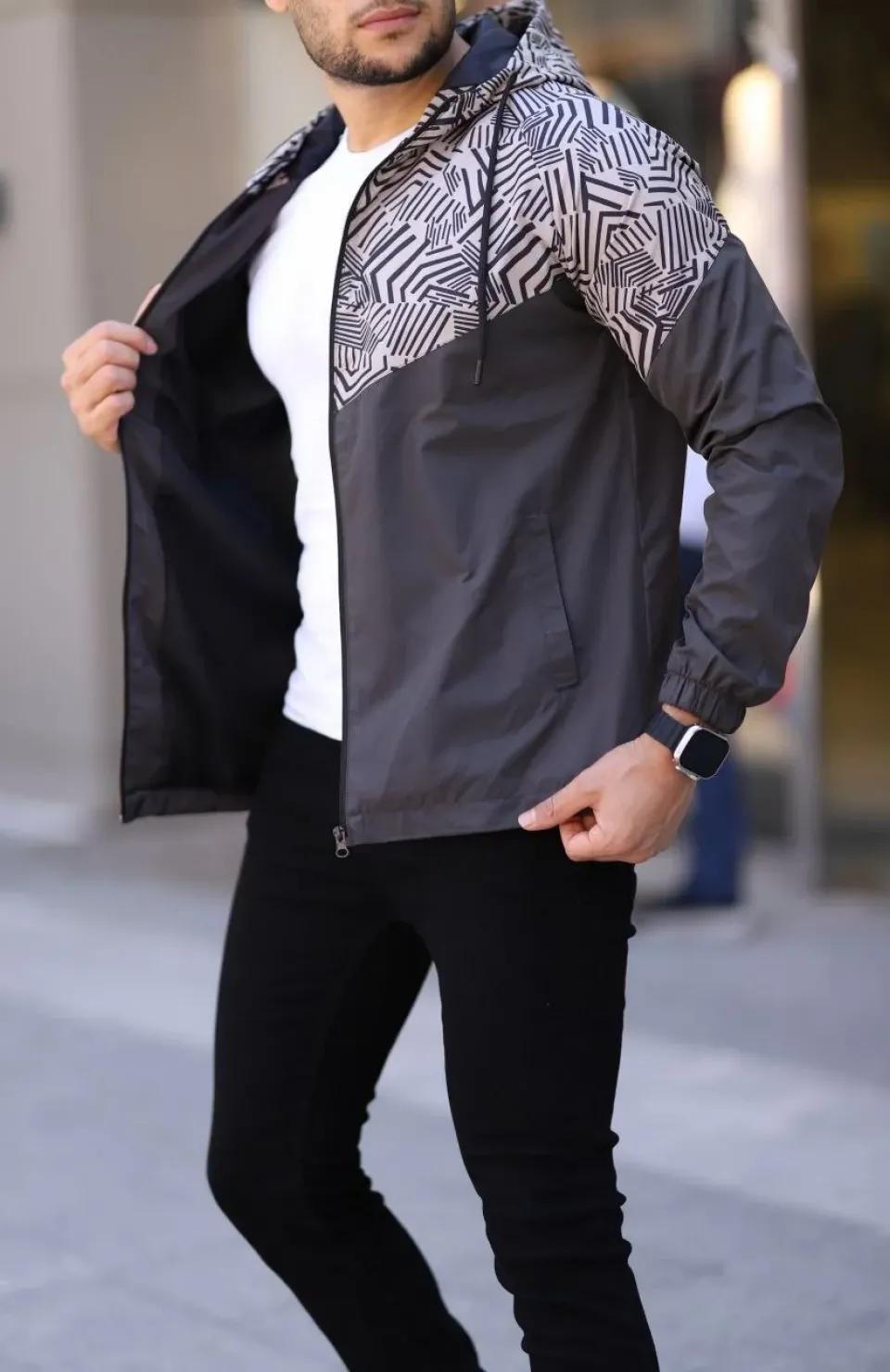 Unisex Kapüşonlu İçi Astarlı Yağmurluk - Kahve