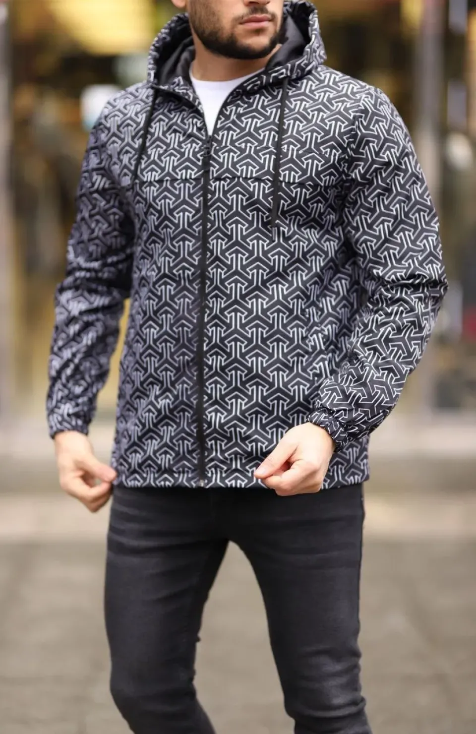 Unisex Kapüşonlu İçi Astarlı Yağmurluk - Siyah