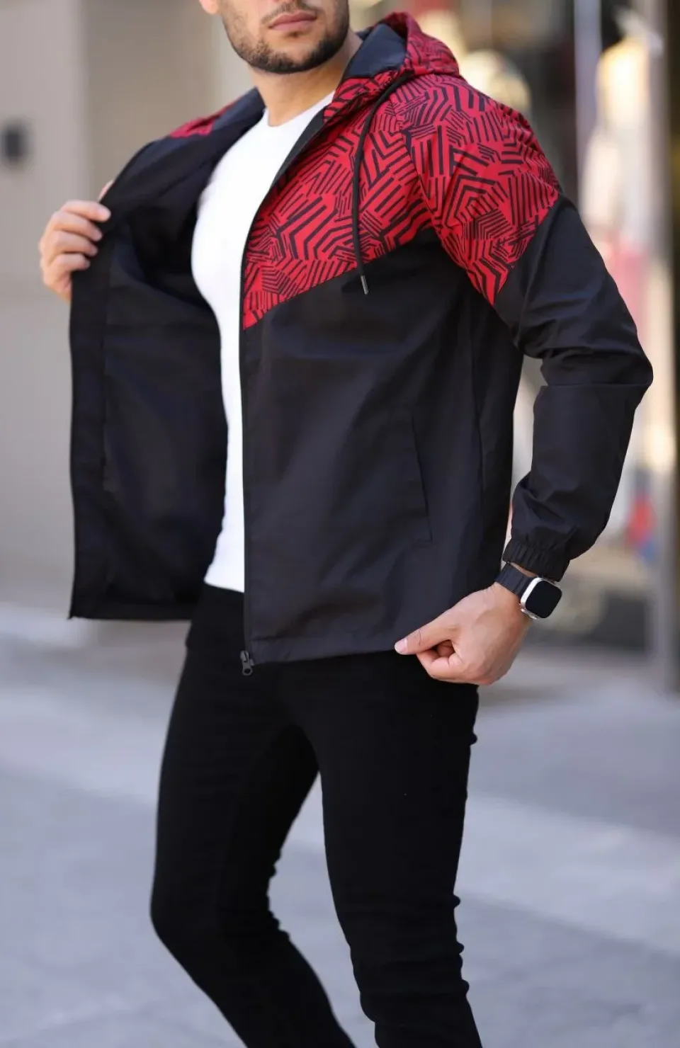 Unisex Kapüşonlu İçi Astarlı Yağmurluk - Siyah