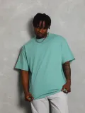 Unisex Oversize Düz Bisiklet Yaka T-Shirt - Mint Yeşili