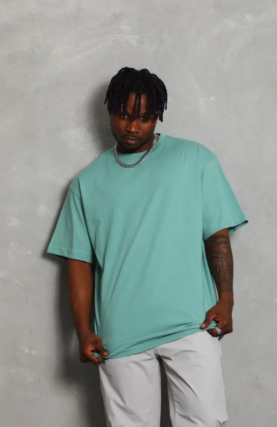 Unisex Oversize Düz Bisiklet Yaka T-Shirt - Mint Yeşili Somersan Giyim | Kadın, Erkek ve Çocuk Moda