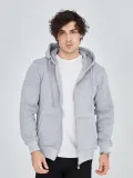 Unisex Tam Fermuarlı Kapşonlu  SweatShirt - Gri Somersan Giyim | Kadın, Erkek ve Çocuk Moda