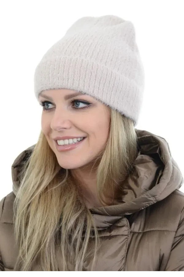 Unisex Tam Kalıp İnce Sakallı Triko Bere - Kırık Beyaz