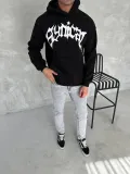 Unisex Üç İplik Kapüşonlu Baskılı SweatShirt - Siyah Somersan Giyim | Kadın, Erkek ve Çocuk Moda