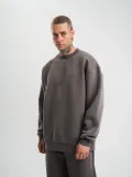 Uzun Kol Bisiklet Yaka Basic SweatShirt - Füme