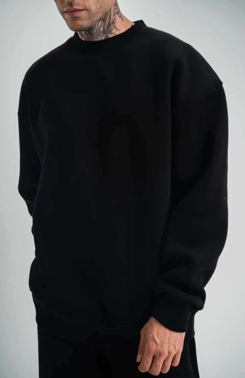 Uzun Kol Bisiklet Yaka Basic SweatShirt - Siyah Somersan Giyim | Kadın, Erkek ve Çocuk Moda