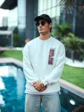 Uzun Kol Bisiklet Yaka Ön ve Arka Baskılı SweatShirt - Beyaz Somersan Giyim | Kadın, Erkek ve Çocuk Moda