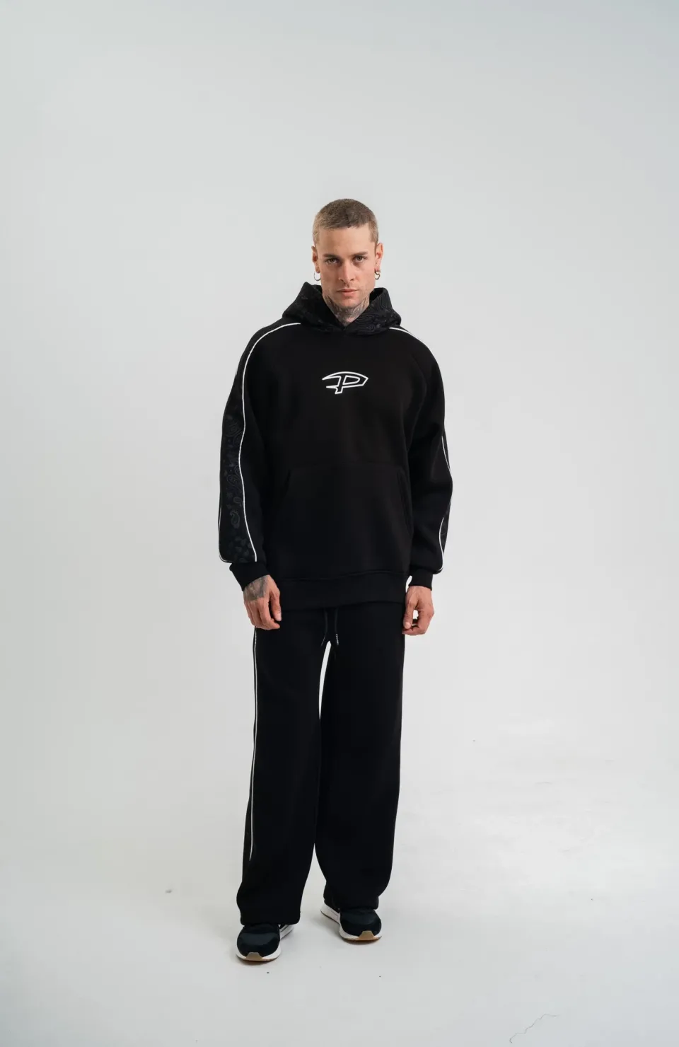 Uzun Kol Kapşonlu Ara Biyeli Baggy Eşofman Takım - Siyah Somersan Giyim | Kadın, Erkek ve Çocuk Moda